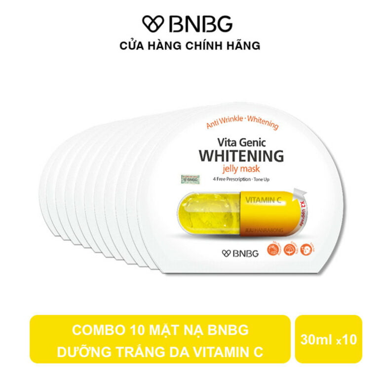 3bd9f13cccb807386e069a198be31635 1 Combo 10 mặt nạ dưỡng trắng da BNBG Vita Genic Whitening Jelly Mask 30ml