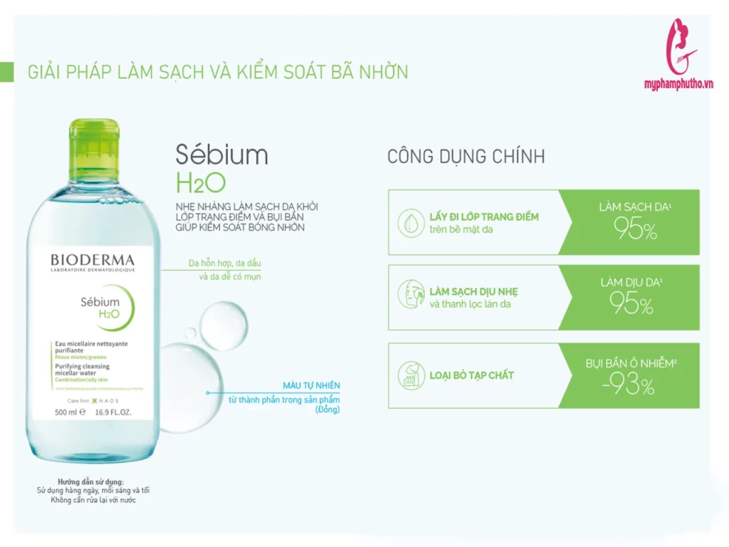 Dung dịch làm sạch tẩy trang Bioderma Sebium H2O 500ml